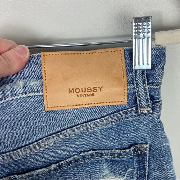 NEW Moussy Vintage Japanese Denim‎ Distressed Straight Blue Jeans Size 26 Button - Picture 8 of 16